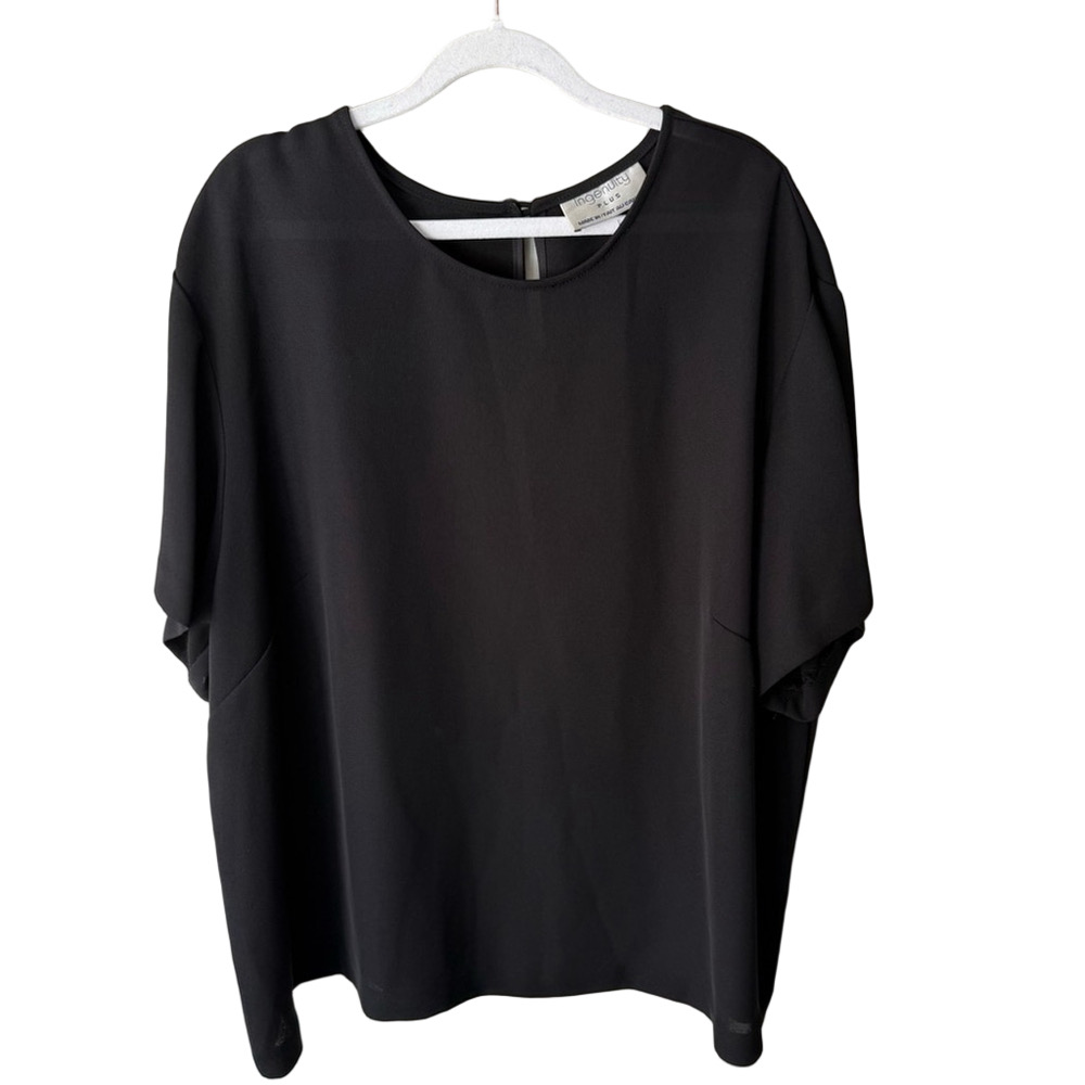 Ingenuity Plus Vintage Black Oversized Dolman Sleeve Blouse T-Shirt Women’s 3X